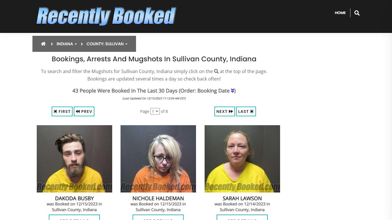 Recent bookings, Arrests, Mugshots in Sullivan County, Indiana