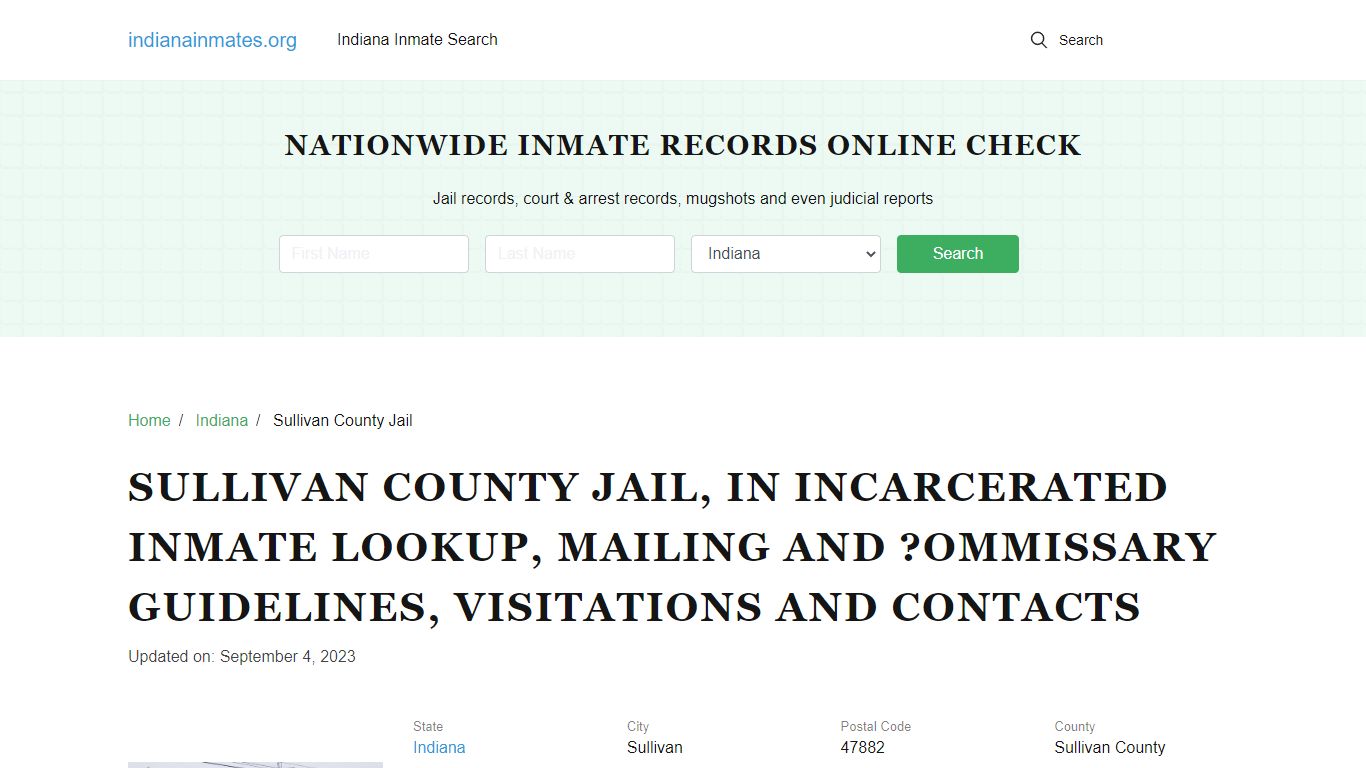 Sullivan County Jail, IN: Offender Locator, Visitation & Contact Info